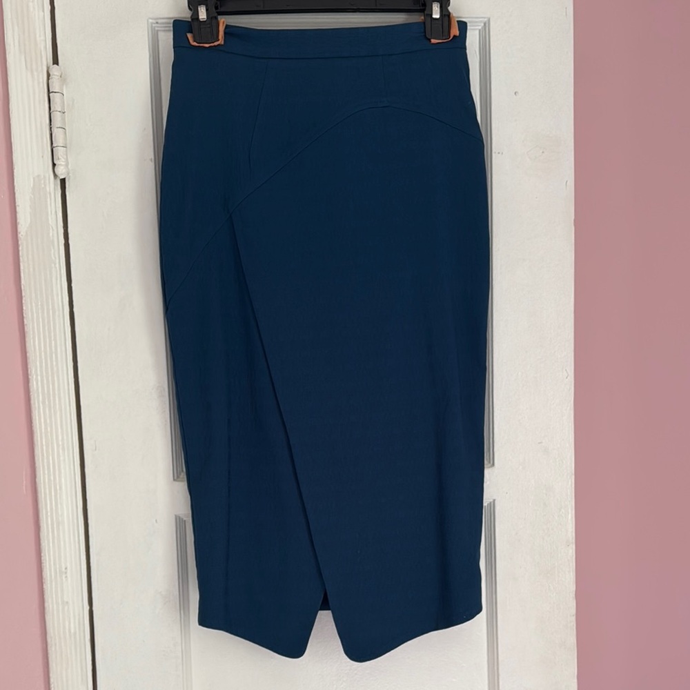 Zac Posen Asymmetrical Blue Midi Pencil Skirt